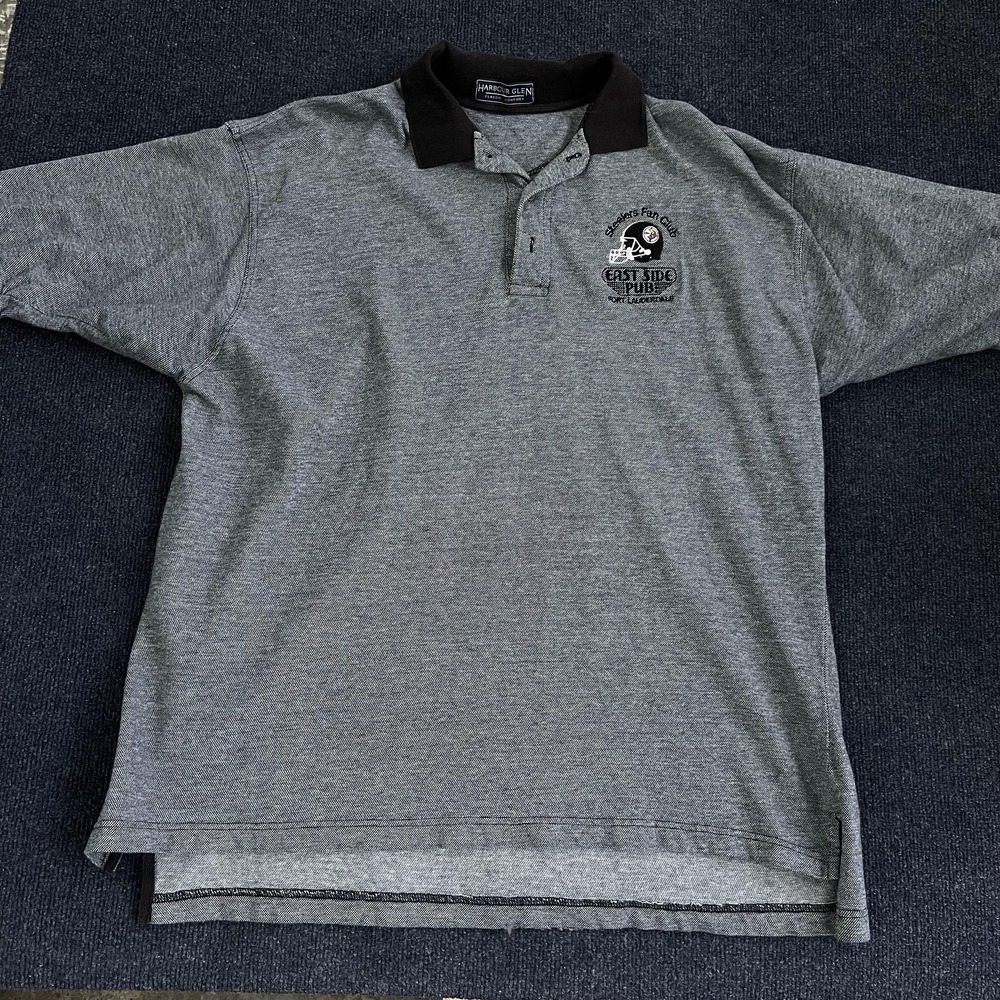 Harbour Glen Polo Shirt Mens 2XL Gray Steelers Fan Club East Side Pub Football